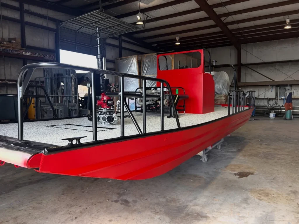 Red Boat Right fire and rescue boat in the shop