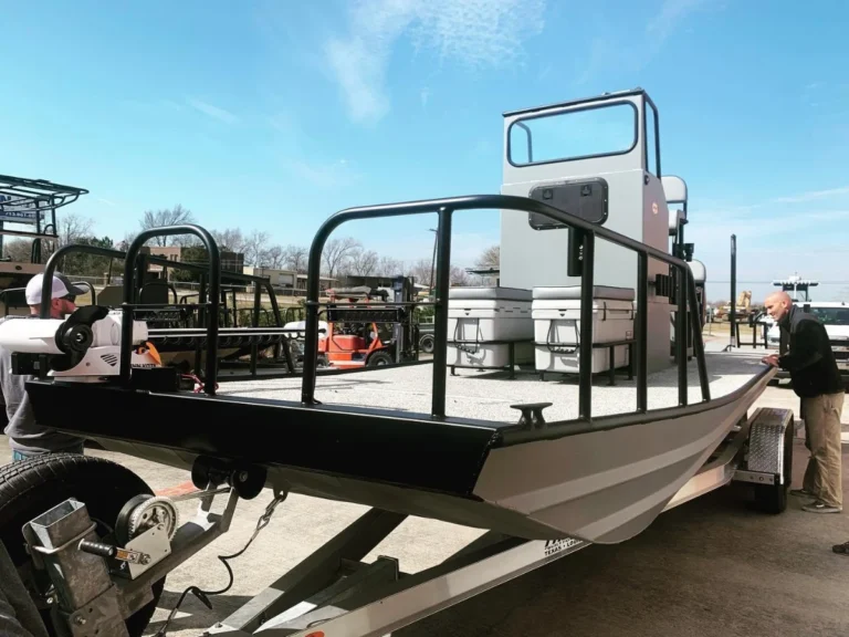 Owner looking over his new Boat Right from the bow